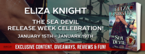 TheSeaDevil Badge 300x111 The Sea Devil By USA Today Best Selling Author Eliza Knight   Release Week Celebration with Review, Excerpt and Giveaway!