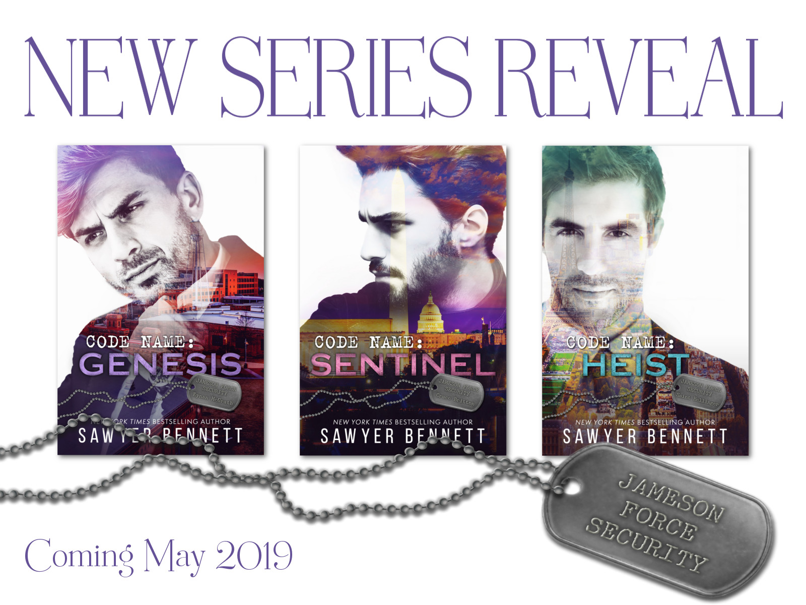 Graphic Jameson Security Force Series Reveal for USA Today Bestselling Author Sawyer Bennett....