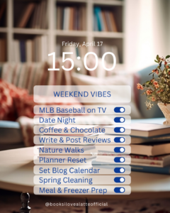 MLB Baseball on TV Date Night Coffee Chocolate Lots of books 2 1 240x300 Weekend Vibes