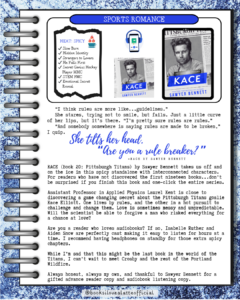 ✔ Dual Timeline ✔ Second Chances ✔ Shes the new coach for his NHL team ✔ Forced Proximity ✔ Charity event 1 240x300 Book Review: Kace by Sawyer Bennett